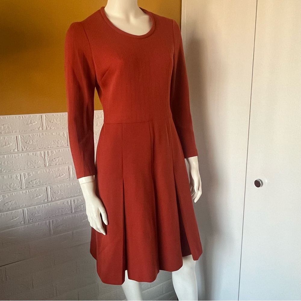 Vintage Alamor Dress Burnt Orange fit flare 1970’s fashion dress Small - Picture 3 of 12